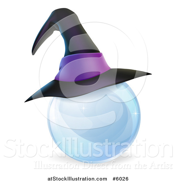 Vector Illustration of a 3d Witch Hat on a Crystal Ball