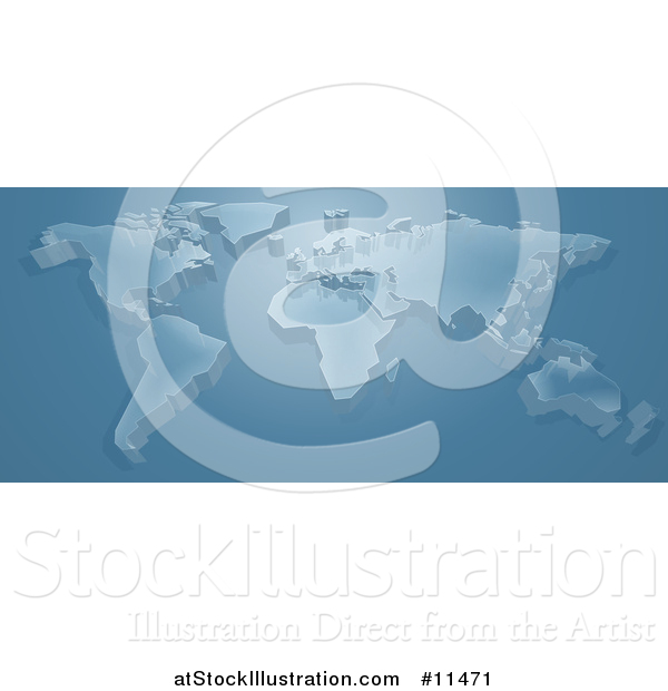Vector Illustration of a 3d World Map in Blue Tones
