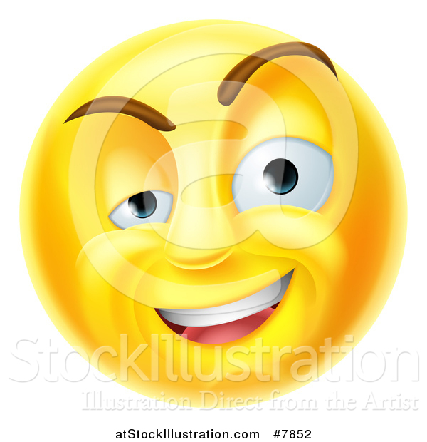 Vector Illustration of a 3d Yellow Charming Flirty Male Smiley Emoji Emoticon Face