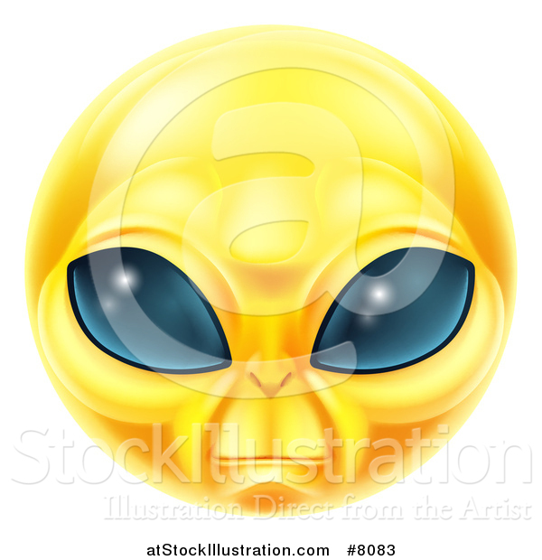 Vector Illustration of a 3d Yellow Extraterrestrial Alien Smiley Emoji Emoticon Face