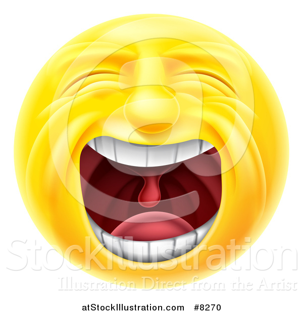 Vector Illustration of a 3d Yellow Male Smiley Emoji Emoticon Face Screaming