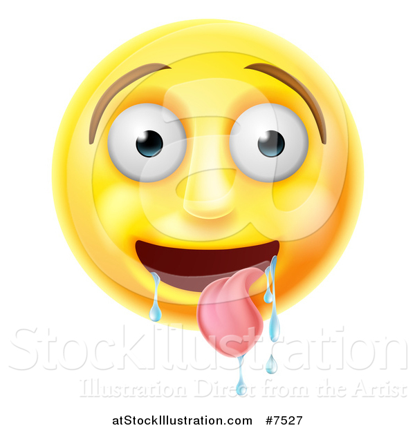 Vector Illustration of a 3d Yellow Smiley Emoji Emoticon Face Drooling