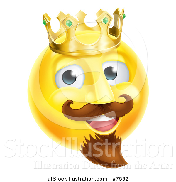 Vector Illustration of a 3d Yellow Smiley Emoji Emoticon Face King Wearing a Crown