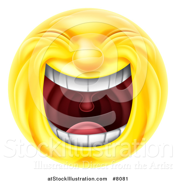 Vector Illustration of a 3d Yellow Smiley Emoji Emoticon Face Laughing Hysterically