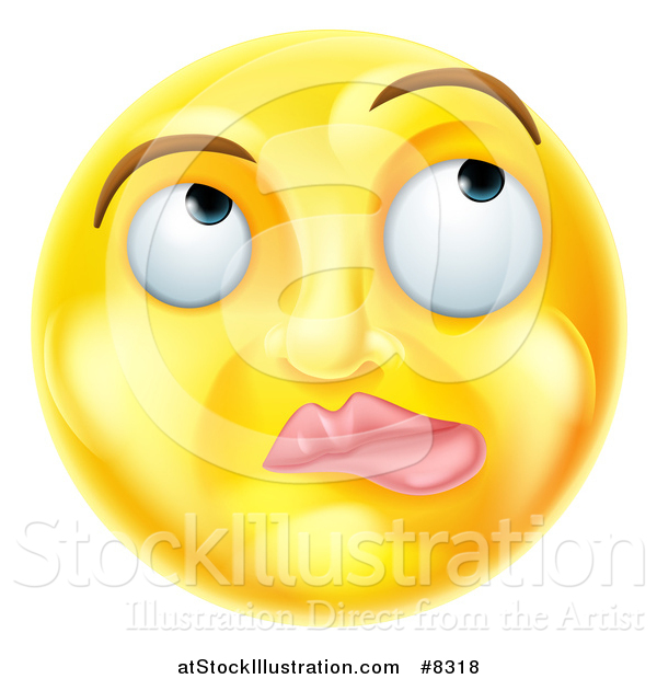 Vector Illustration of a 3d Yellow Smiley Emoji Emoticon Face Thinking ...