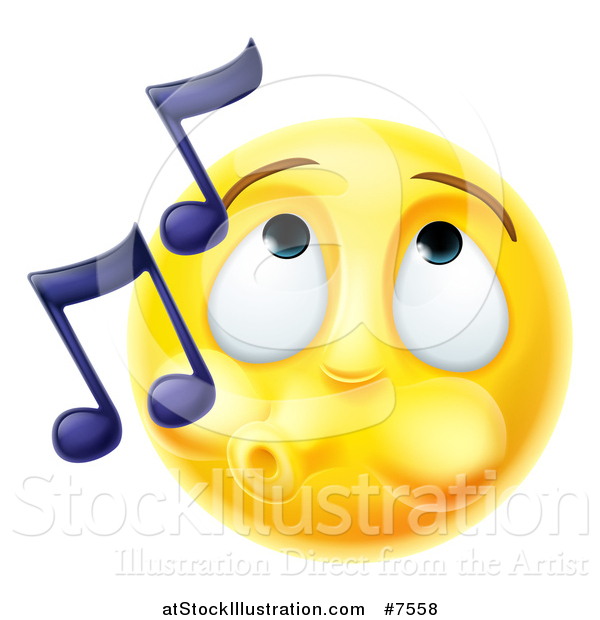 Vector Illustration of a 3d Yellow Smiley Emoji Emoticon Face Whistling