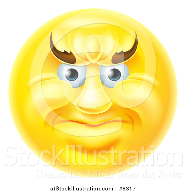 Vector Illustration of a 3d Yellow Smiley Emoji Emoticon Face with an Angry Expression
