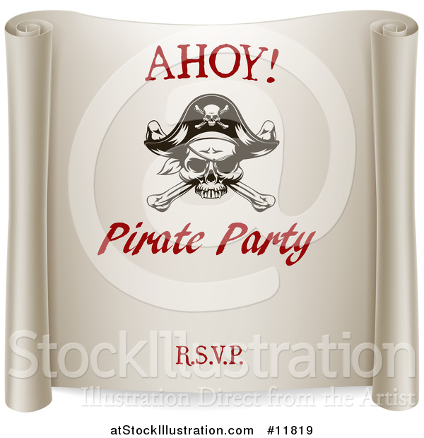Vector Illustration of a Ahoy Pirate Party Scroll Design