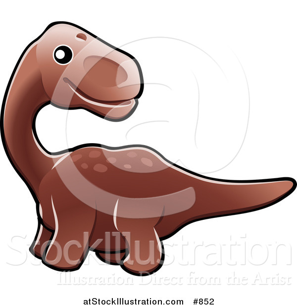 Vector Illustration of a Baby Brown Brontosaurus Dinosaur Looking Back