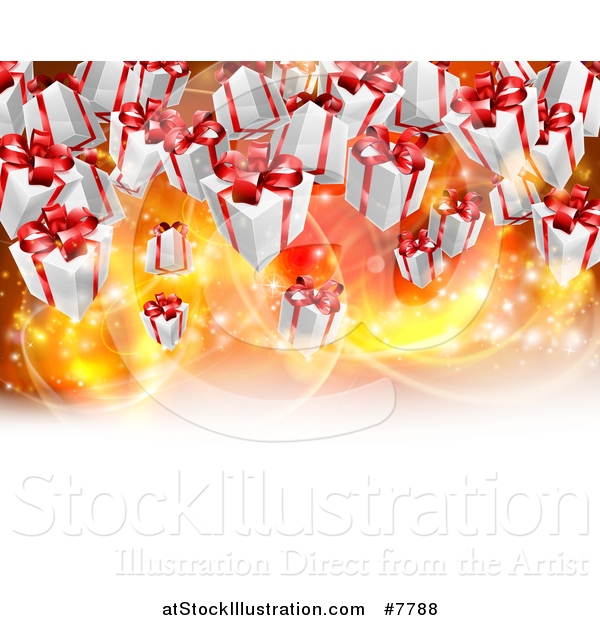 Vector Illustration of a Background of Birthday or Christmas Gift Boxes over Bright Lights with White Text Space