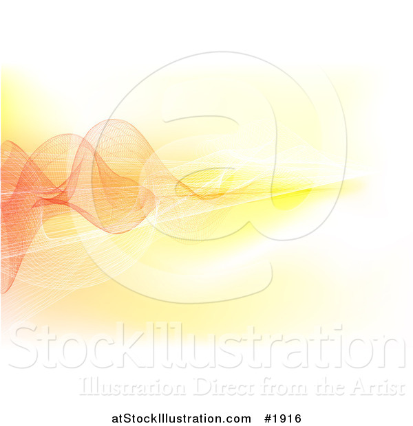 Vector Illustration of a Background of Mesh Lines and Waves in Orange and Yellow Hues