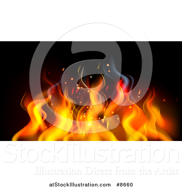 Vector Illustration of a Background of Orange Flames on Black