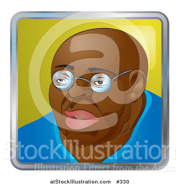 Vector Illustration of a Bald African American Man Wearing Glasses