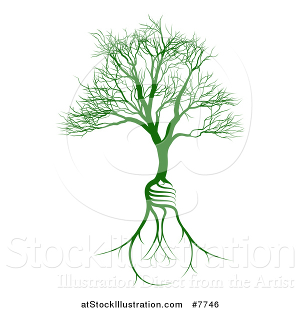 Vector Illustration of a Bare Tree with Light Bulb Shaped Roots