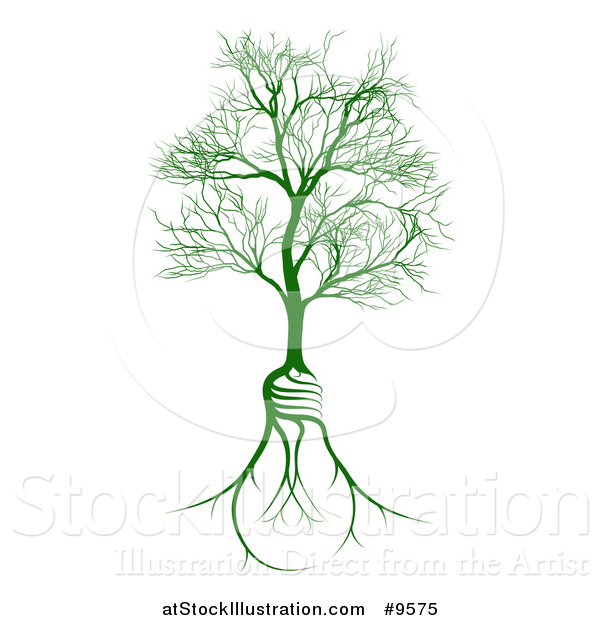 Vector Illustration of a Bare Tree with Light Bulb Shaped Roots