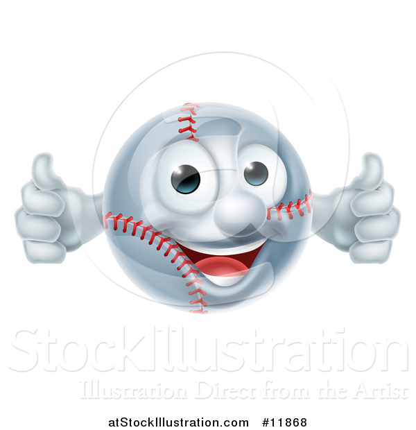 Vector Illustration of a Baseball Mascot Giving Two Thumbs up