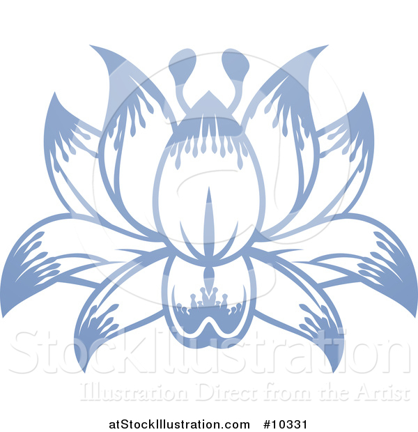 Vector Illustration of a Beautiful Blue Purple Water Lily Lotus Flower
