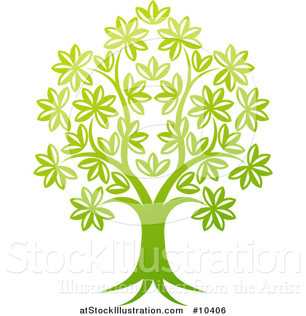 Vector Illustration of a Beautiful Gradient Green Tree