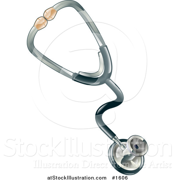 Vector Illustration of a Black and Chrome Stethoscope