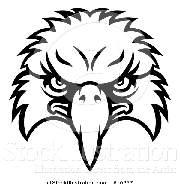 Vector Illustration of a Black and White Bald Eagle Mascot Face