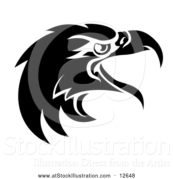 Vector Illustration of a Black and White Eagle Mascot Head