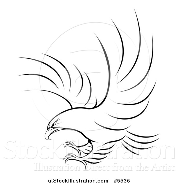 Vector Illustration of a Black and White Eagle Ready to Grab Prey