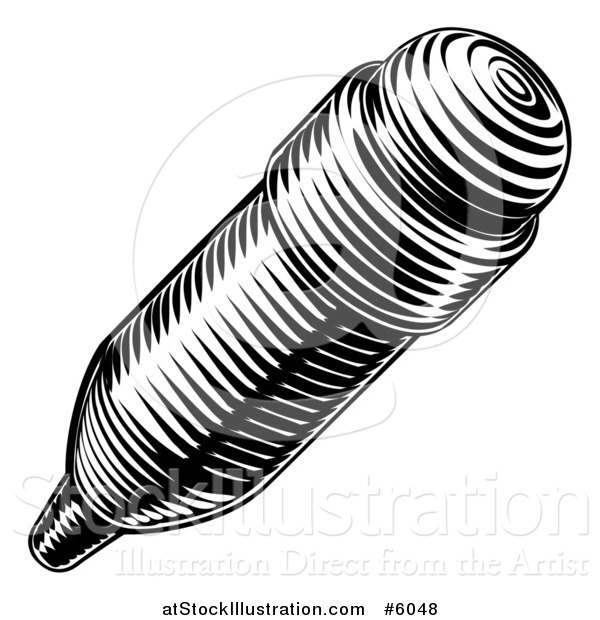 Vector Illustration of a Black and White Engraved Pencil