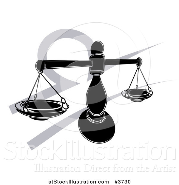 Vector Illustration of a Black and White Horoscope Zodiac Astrology Libra Scales and Symbol