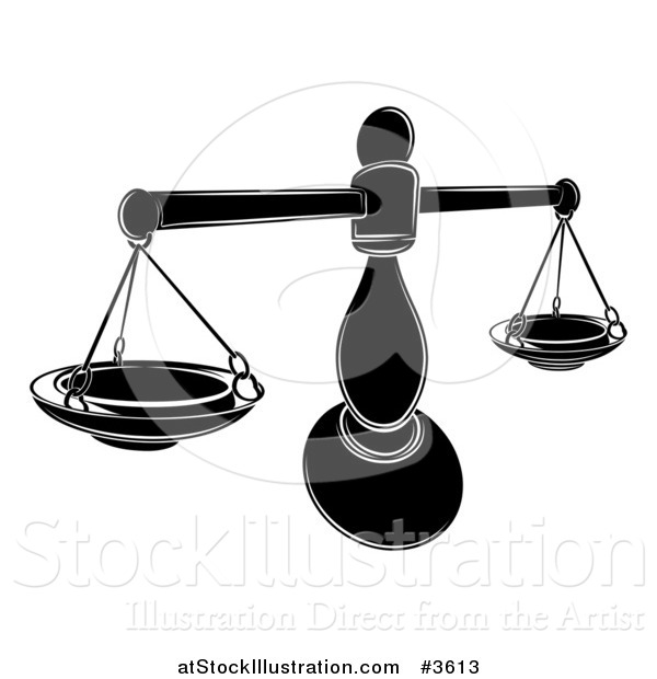 Vector Illustration of a Black and White Horoscope Zodiac Astrology Libra Scales