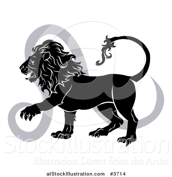 Vector Illustration of a Black and White Leo Lion Star Sign and Symbol