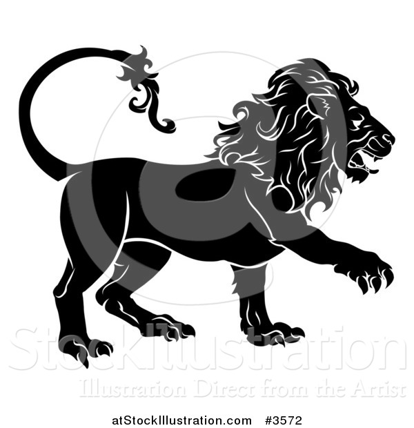 Vector Illustration of a Black and White Leo Lion Star Sign