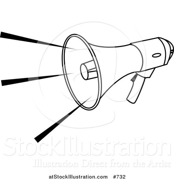 Vector Illustration of a Black and White Loud Megaphone