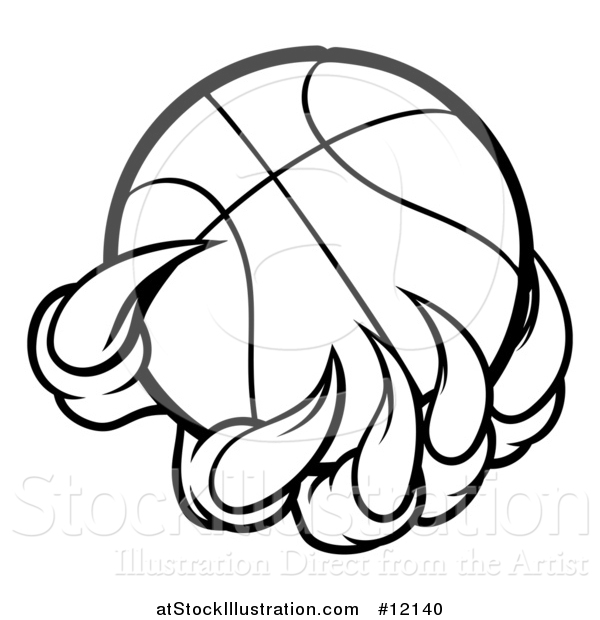 Vector Illustration of a Black and White Monster or Eagle Claws Holding a Basketball