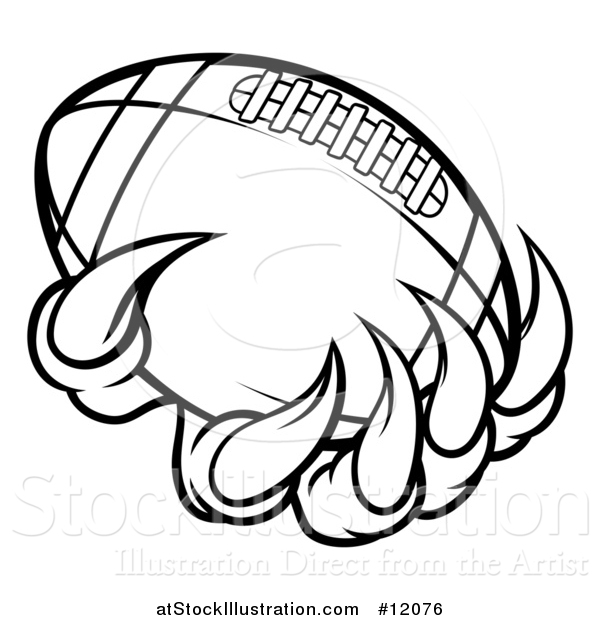 Vector Illustration of a Black and White Monster or Eagle Claws Holding a Football