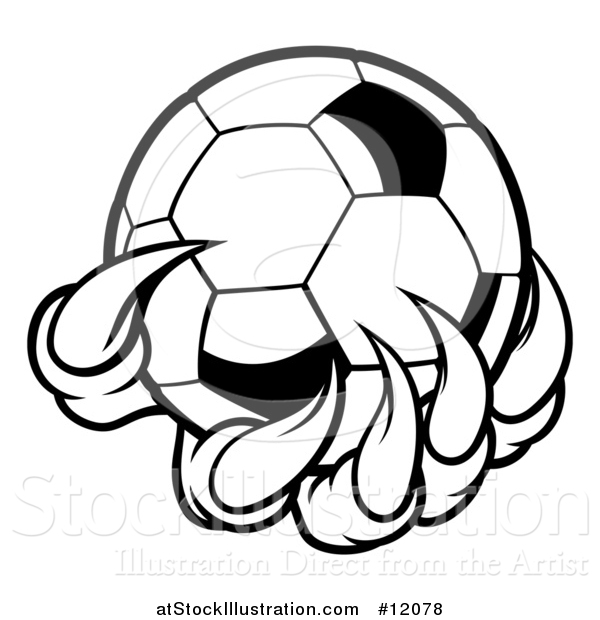 Vector Illustration of a Black and White Monster or Eagle Claws Holding a Soccer Ball