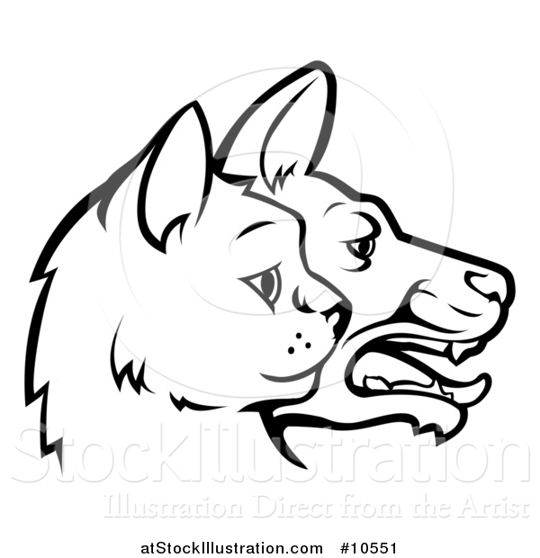 Vector Illustration of a Black and White Profiled Dog and Cat Faces