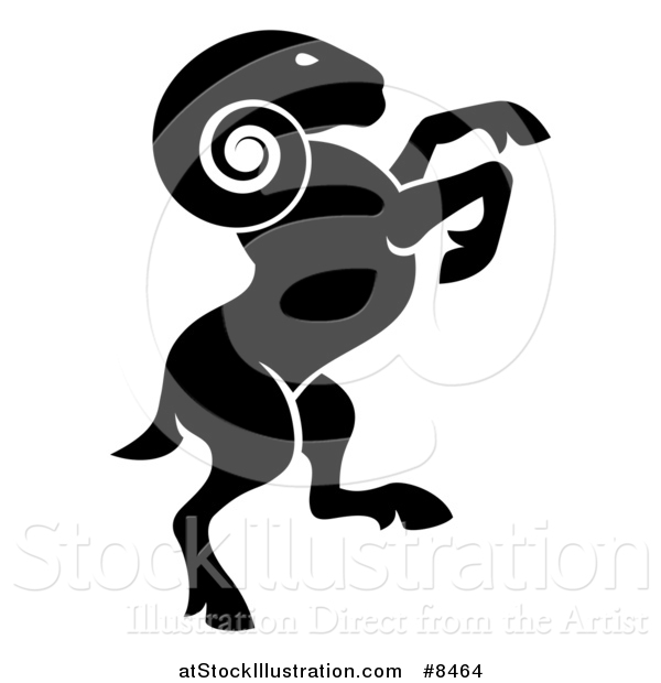 Vector Illustration of a Black and White Silhouetted Horoscope Zodiac Astrology Aries Ram