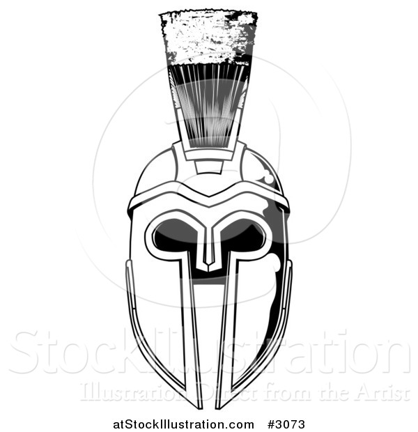 Vector Illustration of a Black and White Spartan Helmet