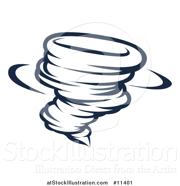 Vector Illustration of a Black and White Spinning Tornado Twister