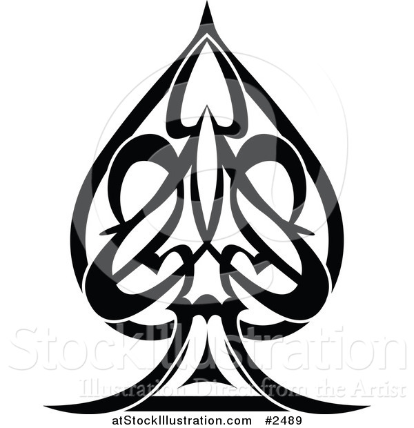 Vector Illustration of a Black and White Tribal Spade Tattoo