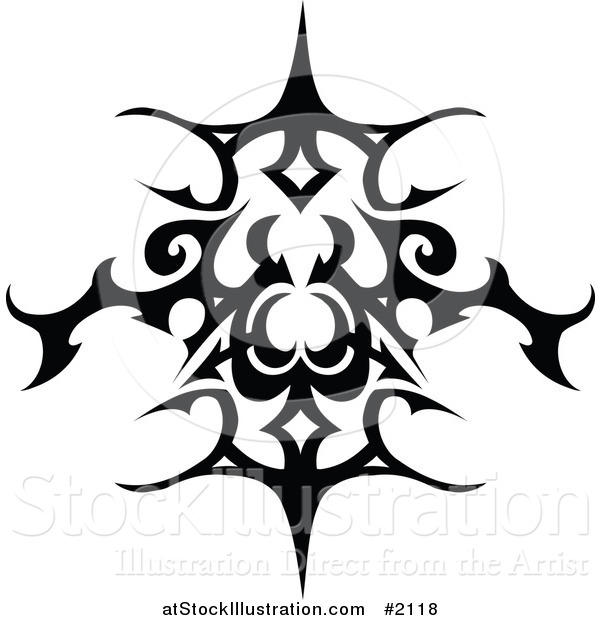 Vector Illustration of a Black and White Tribal Tattoo Design
