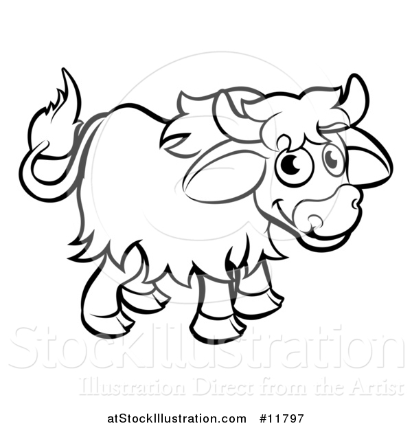 Vector Illustration of a Black and White Yak
