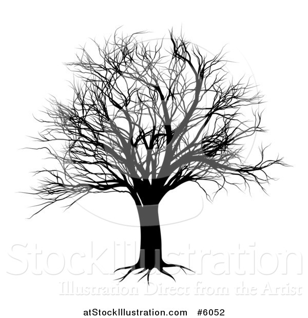 Vector Illustration of a Black Bare Tree Silhouette