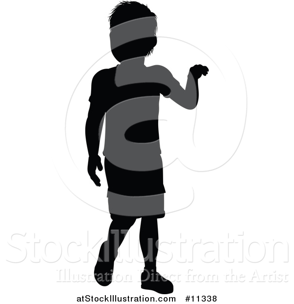 Vector Illustration of a Black Silhouetted Boy