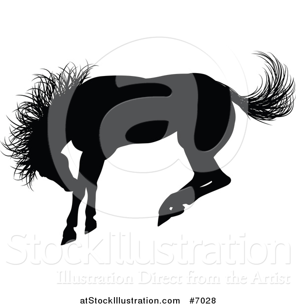 Vector Illustration of a Black Silhouetted Horse Bucking