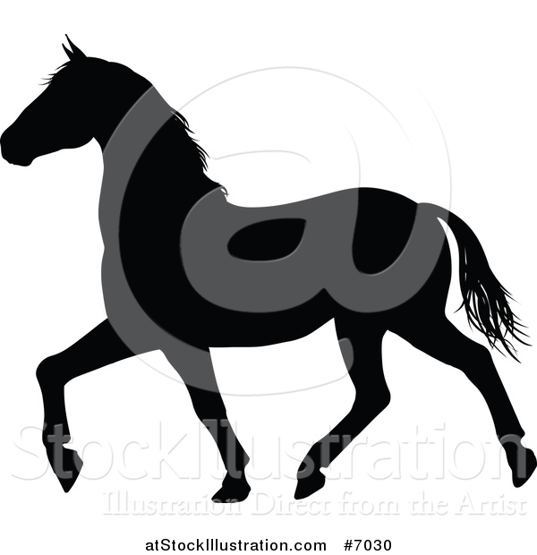 Vector Illustration of a Black Silhouetted Horse Prancing