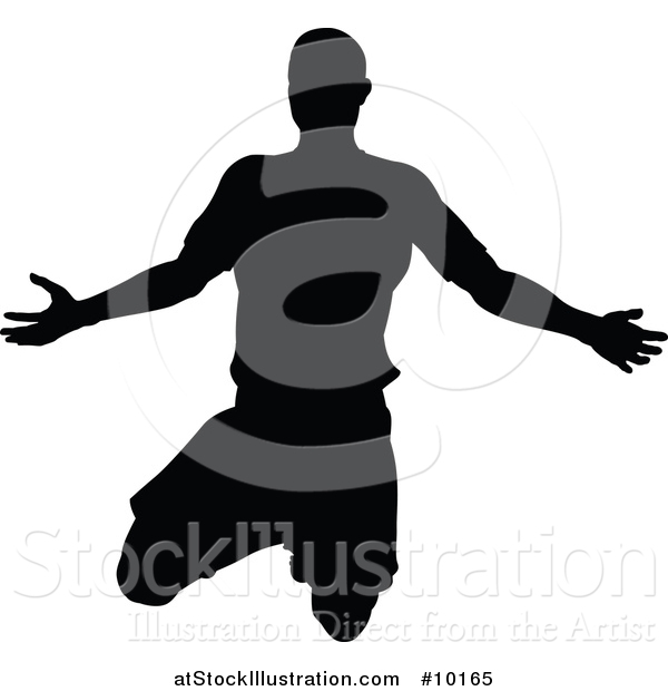 Vector Illustration of a Black Silhouetted Male Soccer Player