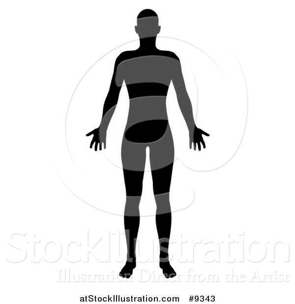 Vector Illustration of a Black Silhouetted Standing Human Figure