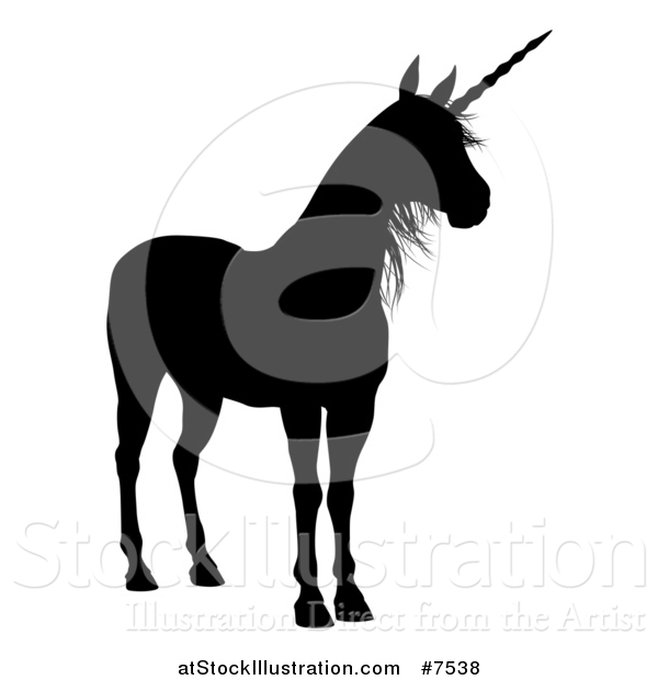 Vector Illustration of a Black Silhouetted Unicorn