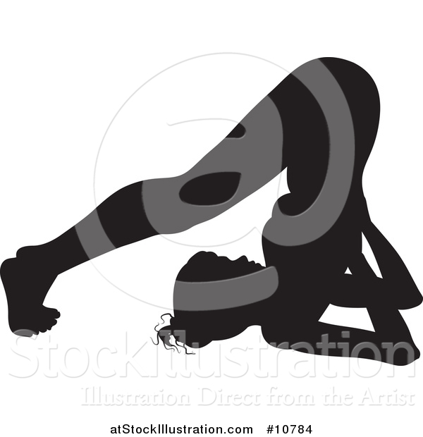 Vector Illustration of a Black Silhouetted Woman in a Yoga Pose